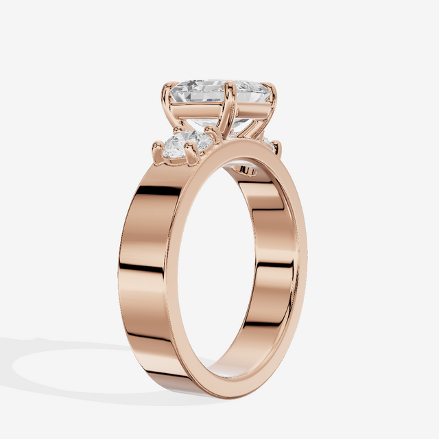 Royal Vowsae Three Stone Asscher Engagement Ring (1/2 ct. tw.) in 18K Rose Gold