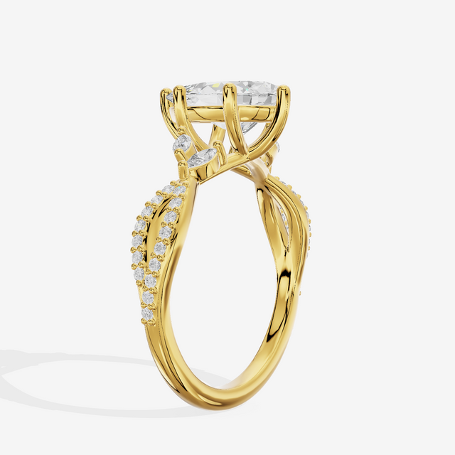 Luxe Lumera Pear Engagement Ring with Side Stones (1/4 ct. tw.) in 18K Yellow Gold