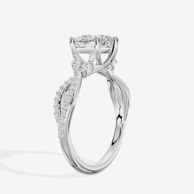Luxe Lumera Heart Engagement Ring with Side Stones (1/4 ct. tw.) in 14K White Gold