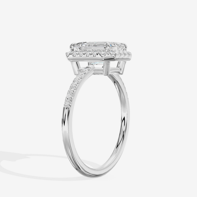 Vowsae Halo Emerald Engagement Ring (1/5 ct. tw.) in 18K White Gold