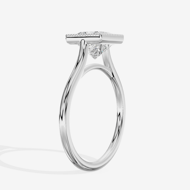 Modern Coeurine 1.5mm Princess Bezel Engagement Ring in 18K White Gold