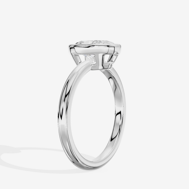 Tensare Bezel 2mm Oval Solitaire Engagement Ring in Platinum