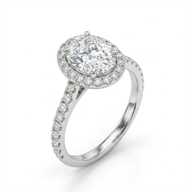 Halo Pavé Oval Engagement Ring (2.03 ct. tw.) in Platinum