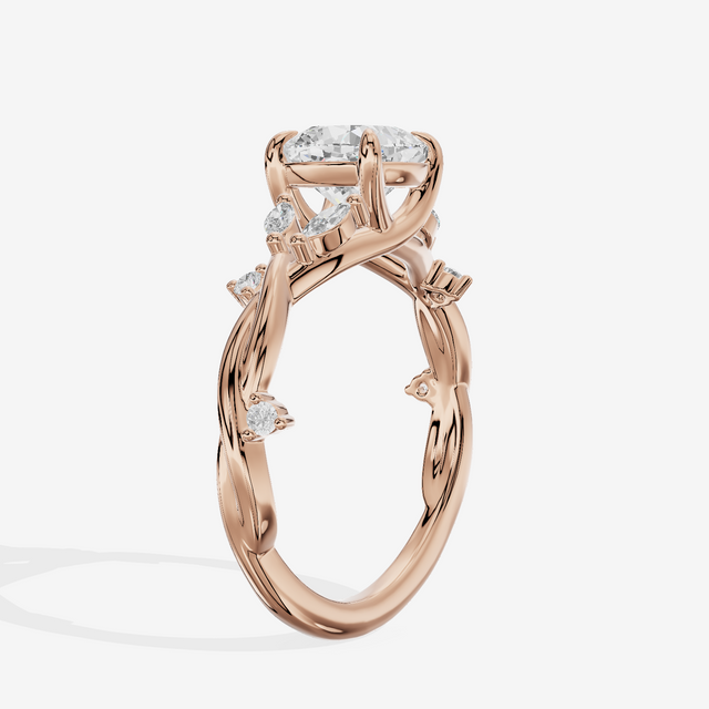 Twined Vowsae Cushion Twisted Engagement Ring (1/6 ct. tw.) in 14K Rose Gold