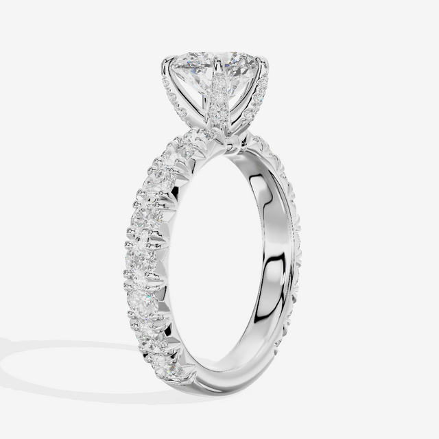 Crowned Sincere Heart Engagement Ring with Side Stones (3/4 ct. tw.) in 18K White Gold