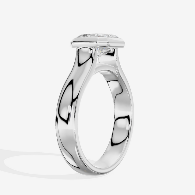 Cherubine 4mm Asscher Bezel Engagement Ring in 14K White Gold