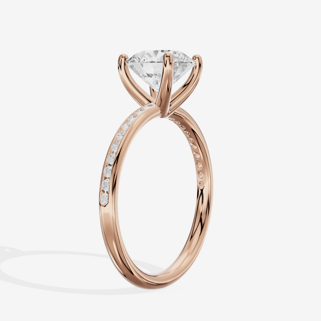 Classic Trellise Round Engagement Ring with Side Stones (1/8 ct. tw.) in 14K Rose Gold