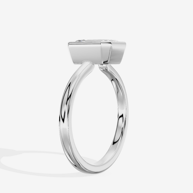 Trellise Bezel 2mm Emerald Solitaire Engagement Ring in Platinum