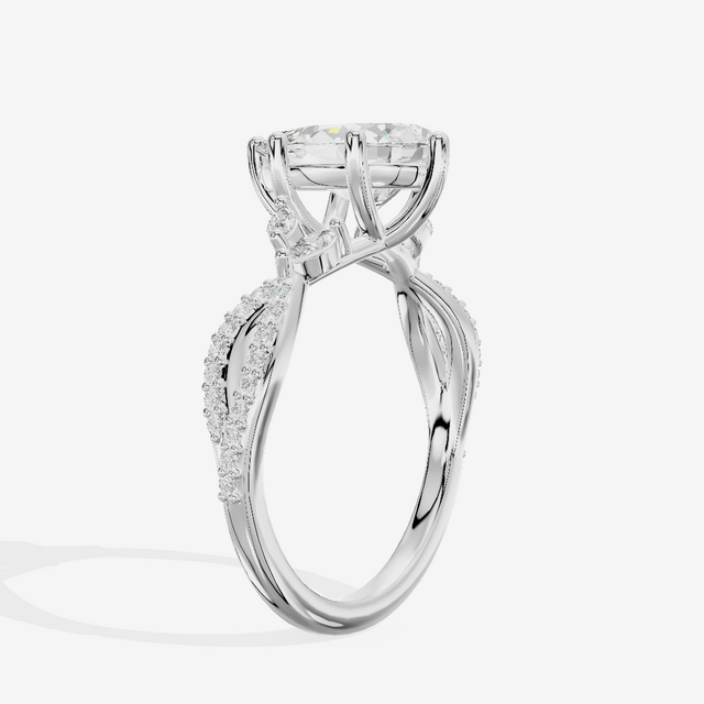 Luxe Domeline 1.5mm Pear Solitaire Engagement Ring (1/8 ct. tw.) in 18K White Gold