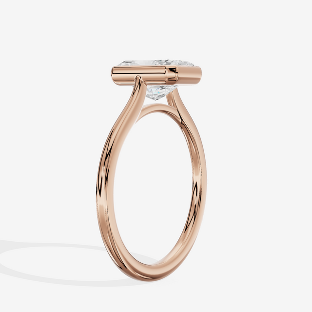 Petite Vowsae 1.5mm Radiant Bezel Engagement Ring in 14K Rose Gold