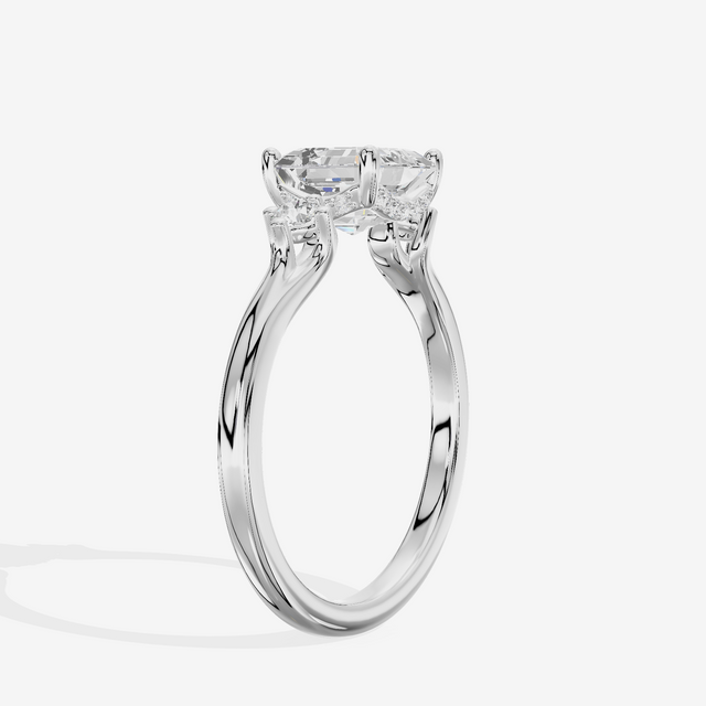 Sincere Three Stone Asscher Engagement Ring (1/6 ct. tw.) in Platinum