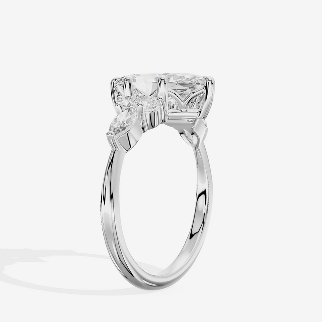 Luxe Vowsae Marquise Engagement Ring with Side Stones (2/5 ct. tw.) in 18K White Gold