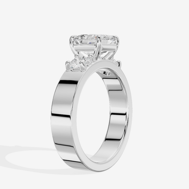 Royal Vowsae Three Stone Asscher Engagement Ring (1/2 ct. tw.) in 18K White Gold