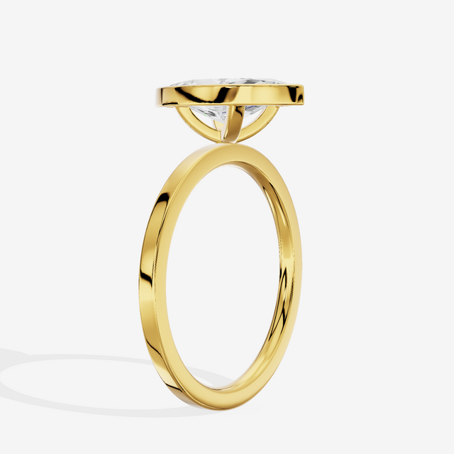 One of One Classic 1.5mm Marquise Bezel Engagement Ring in 18K Yellow Gold