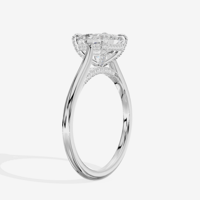 Grand Vowsae Asscher Engagement Ring with Side Stones (1/5 ct. tw.) in Platinum