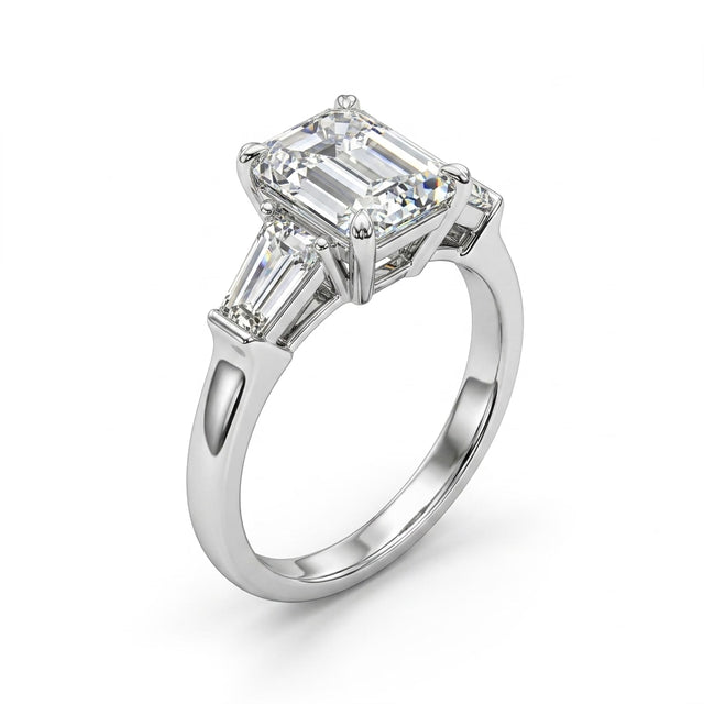 Three Stone Emerald Engagement Ring (3.08 ct. tw.) in Platinum