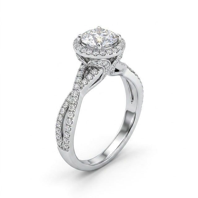 Halo Twist Round Engagement Ring (1.01 ct. tw.) in Platinum