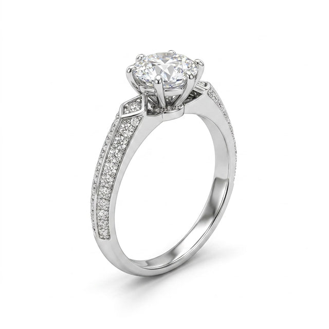 Cathedral Solitaire Pavé Round Engagement Ring (2.13 ct. tw.) in Platinum
