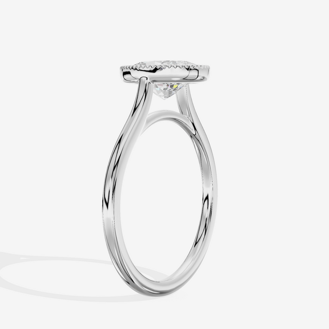 Modern Coeurine 1.5mm Oval Bezel Engagement Ring in 18K White Gold