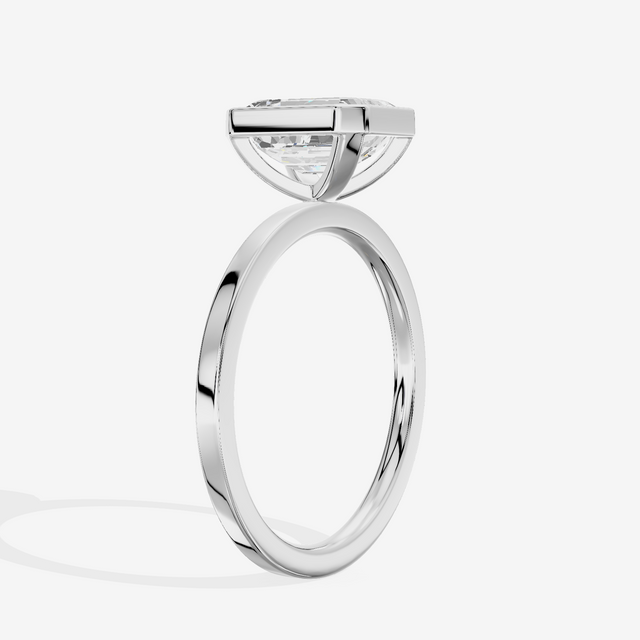 One of One Classic 1.5mm Emerald Bezel Engagement Ring in Platinum