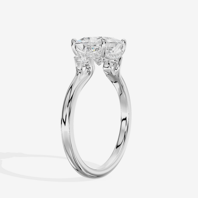 Sincere Three Stone Princess Engagement Ring (1/6 ct. tw.) in 14K White Gold