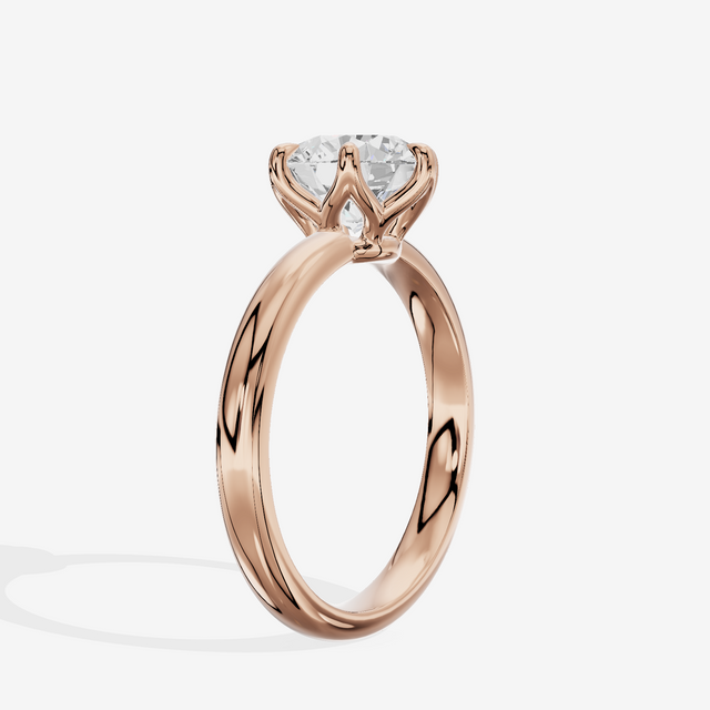 Vowsae 2.5mm Round Six-Prong Engagement Ring in 18K Rose Gold