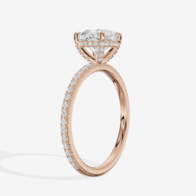 Lustrous Sincere Cushion Engagement Ring with Side Stones (1/3 ct. tw.) in 14K Rose Gold