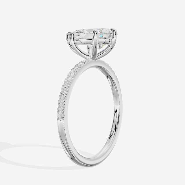Tender Vowsae Pear Engagement Ring with Side Stones (1/8 ct. tw.) in 18K White Gold