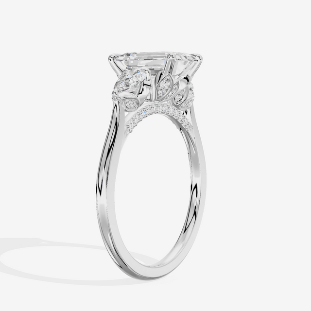 Modern Sincere Three Stone Emerald Engagement Ring (1/2 ct. tw.) in Platinum