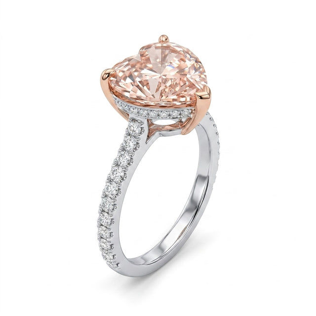 Solitaire Pavé Heart Engagement Ring