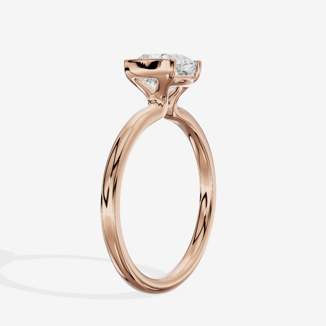 Sincere Bezel 1.8mm Cushion Solitaire Engagement Ring in 14K Rose Gold