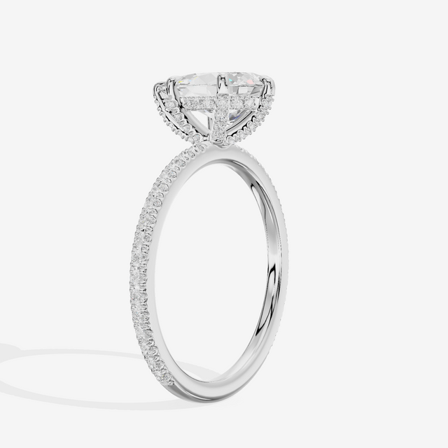 Lustrous Sincere Pear Engagement Ring with Side Stones (1/3 ct. tw.) in 14K White Gold
