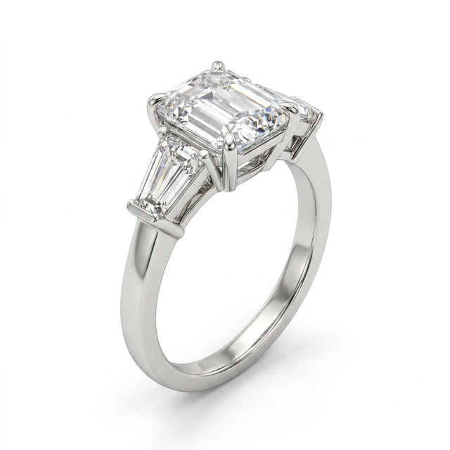 Three Stone Emerald Engagement Ring (3.09 ct. tw.) in Platinum