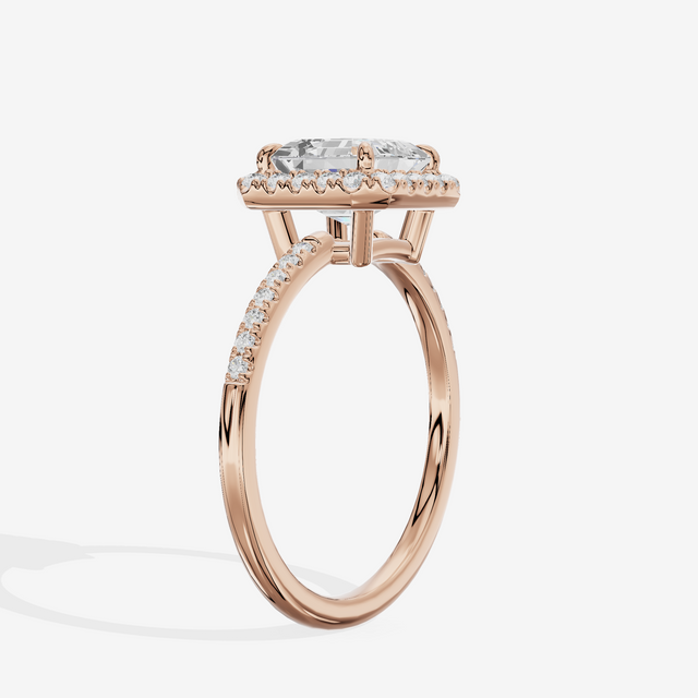 Vowsae Halo Asscher Engagement Ring (1/5 ct. tw.) in 18K Rose Gold