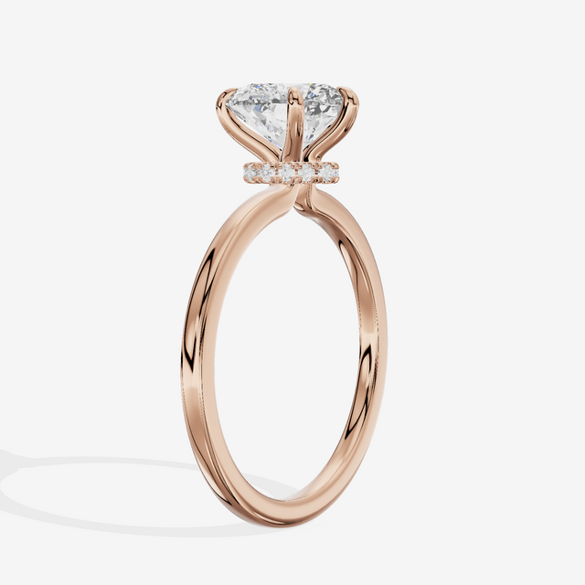 Sincere Halo Heart Engagement Ring (1/15 ct. tw.) in 18K Rose Gold