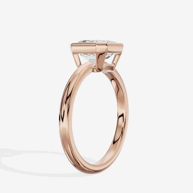 Tensare Bezel 2mm Asscher Solitaire Engagement Ring in 18K Rose Gold