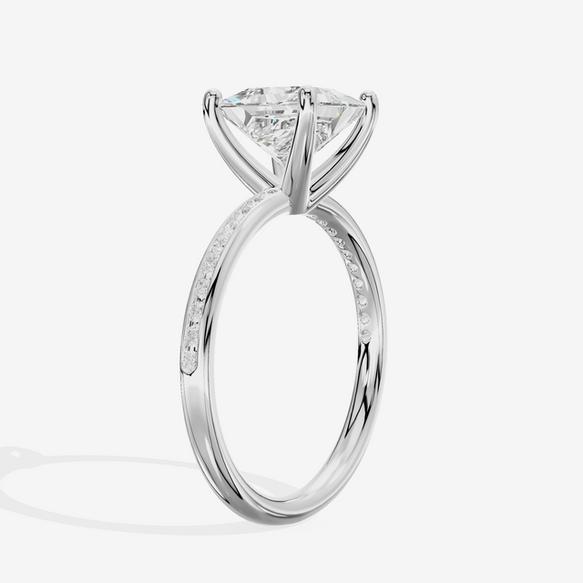 Classic Trellise Princess Engagement Ring with Side Stones (1/8 ct. tw.) in 18K White Gold
