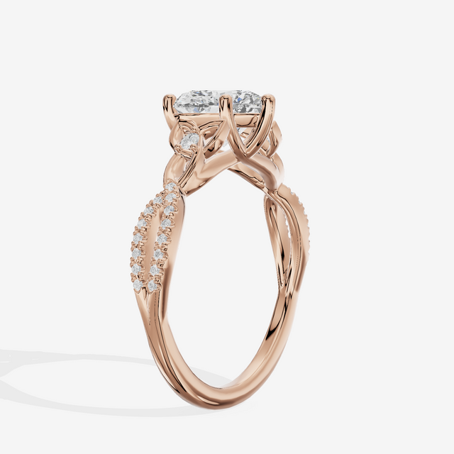 Luxe Sincere Heart Engagement Ring with Side Stones (1/10 ct. tw.) in 14K Rose Gold