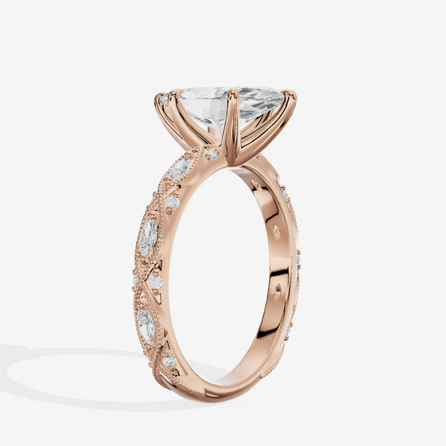 Vintage Whisper Marquise Engagement Ring (1/4 ct. tw.) in 18K Rose Gold
