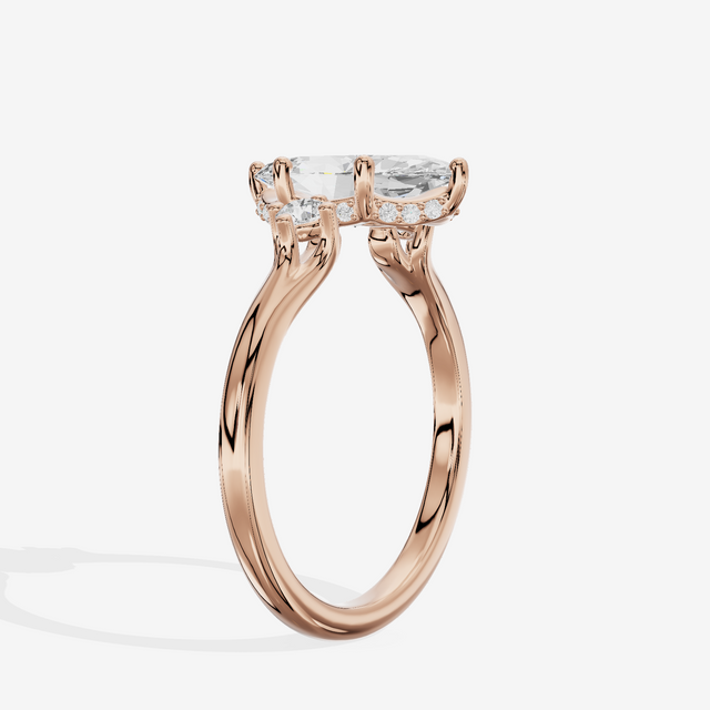 Sincere Three Stone Marquise Engagement Ring (1/6 ct. tw.) in 18K Rose Gold