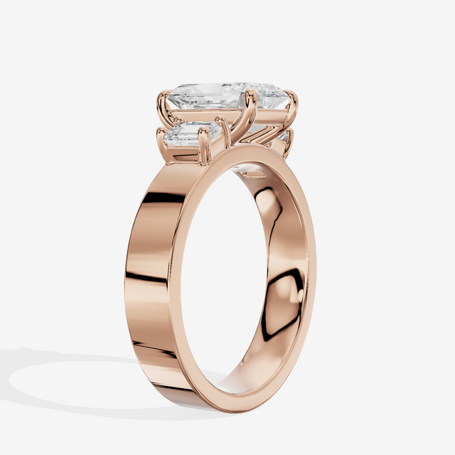 Vintage Vowsae Three Stone Radiant Engagement Ring (1/2 ct. tw.) in 18K Rose Gold