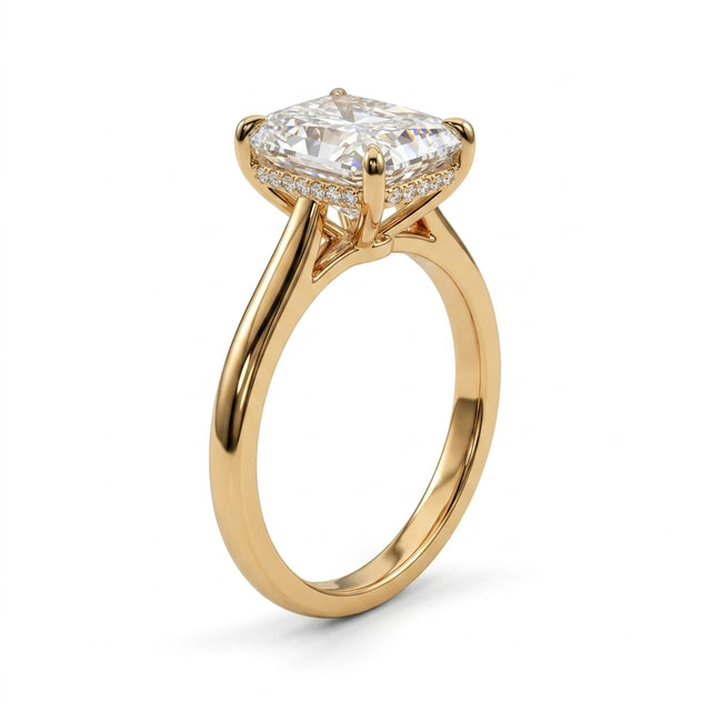 Hidden Halo Radiant Engagement Ring (8.01 ct. tw.) in 18K Yellow Gold