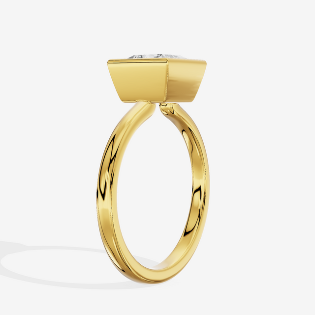 Trellise Bezel 2mm Princess Solitaire Engagement Ring in 14K Yellow Gold