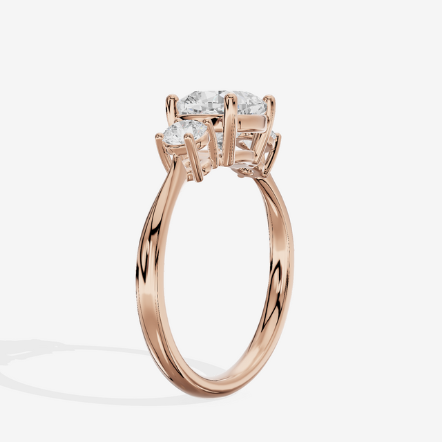 Grand Sincere Three Stone Cushion Engagement Ring (1/3 ct. tw.) in 18K Rose Gold