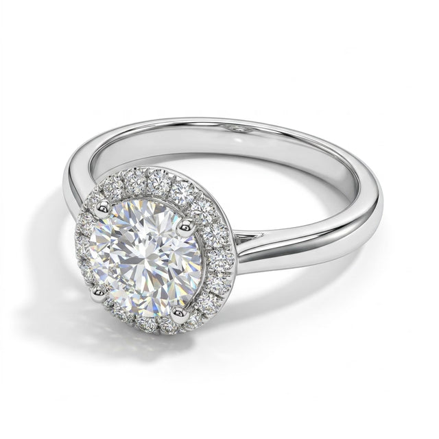 Halo Round Engagement Ring (1 ct. tw.) in 18K White Gold