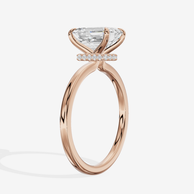 Sincere Halo Emerald Engagement Ring (1/15 ct. tw.) in 18K Rose Gold