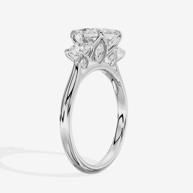 Eternal Sincere Three Stone Asscher Engagement Ring (1/2 ct. tw.) in 18K White Gold