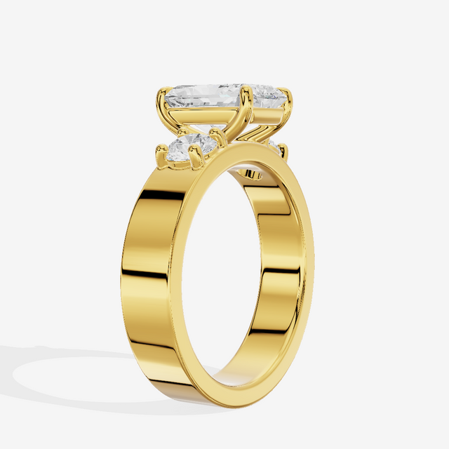 Royal Vowsae Three Stone Radiant Engagement Ring (1/2 ct. tw.) in 18K Yellow Gold