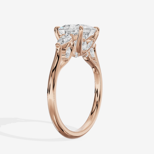 Classic Vowsae Three Stone Princess Engagement Ring (3/5 ct. tw.) in 14K Rose Gold
