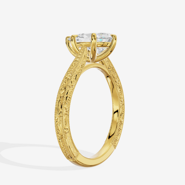 Vintage Vowsae Pear Engagement Ring in 18K Yellow Gold